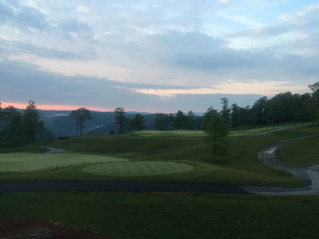 View from the back deck of the Primland Lodge at dinner.