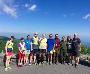 Today's runners with two visitors who joined in the photo.