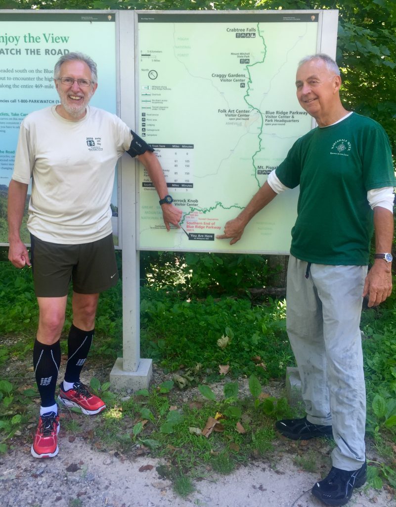 Ray and Don Lister at the Southern Entrance of the Blue Ridge Parkway, Milepost 469.